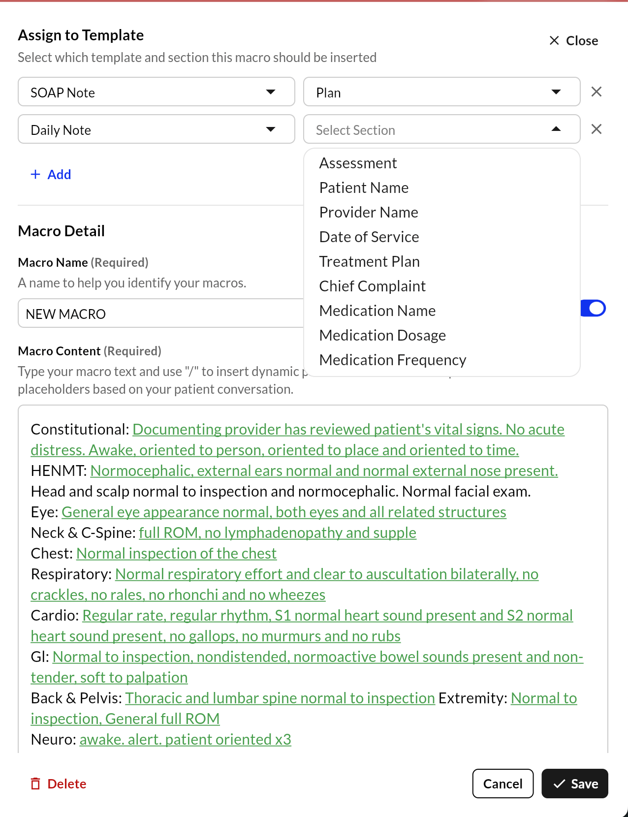 Macro Library Config Assign Sections Macro Library Config Assign Sections