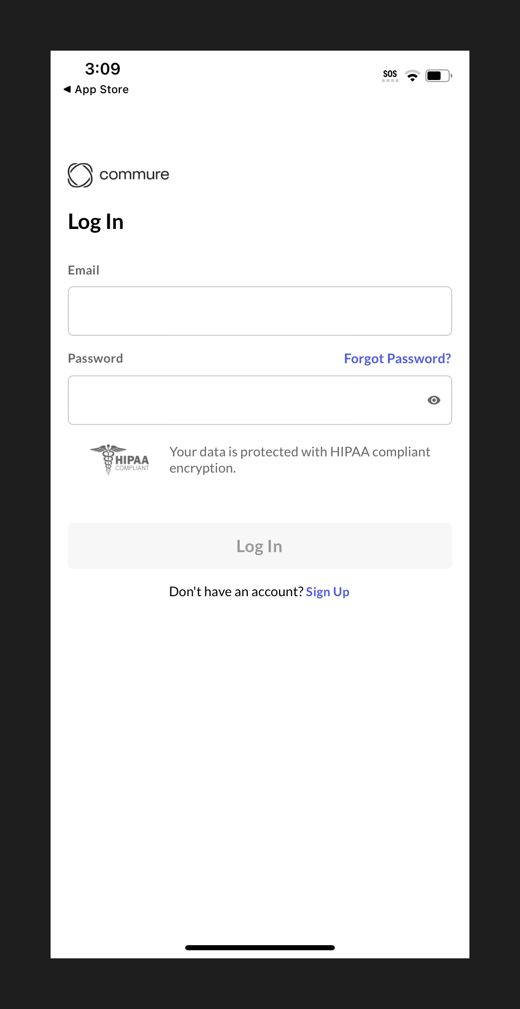 Log in page