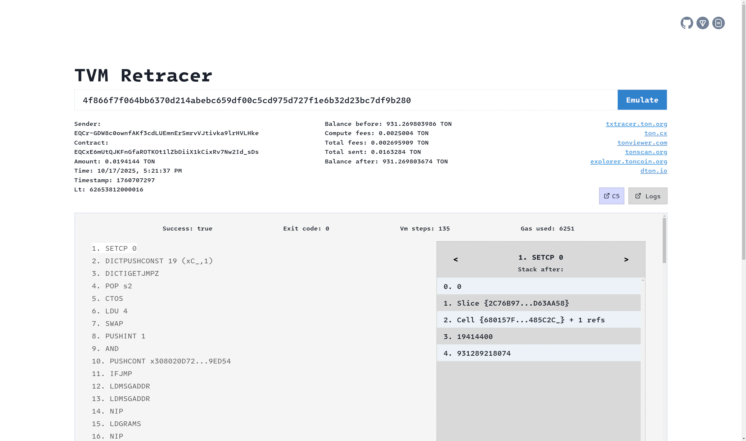 Retracer screenshot