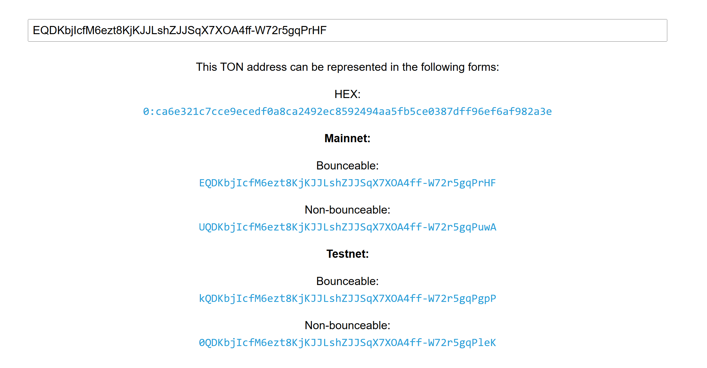 example of query to the tool