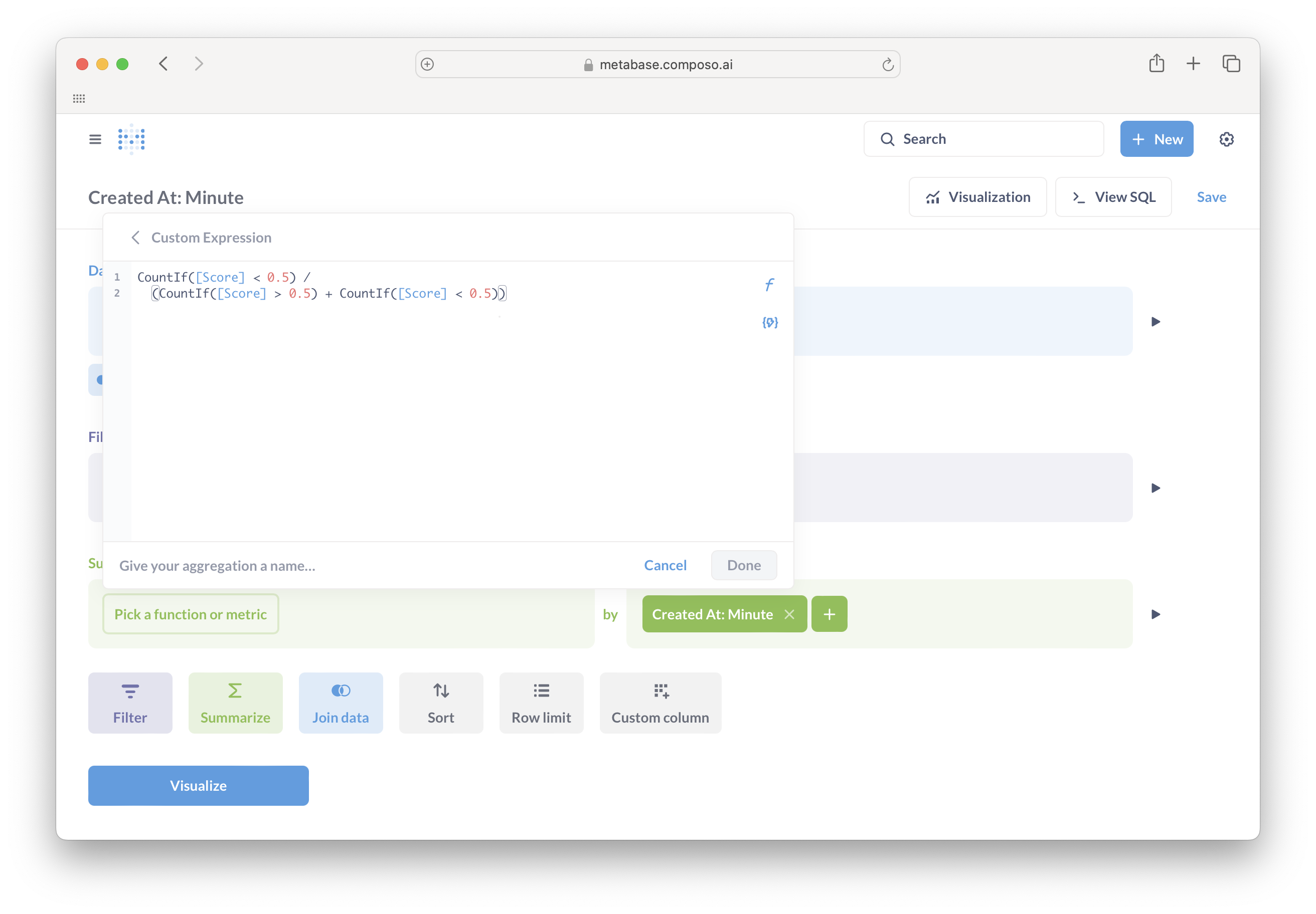 Custom expression editor