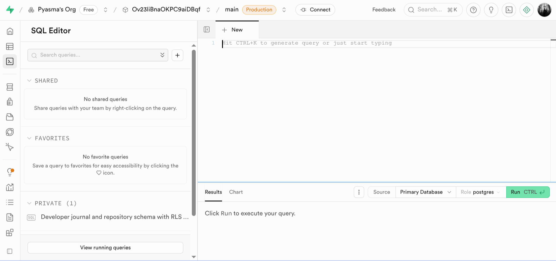 Supabase SQL Editor Light