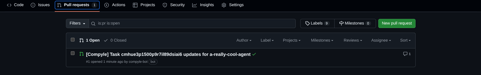 GitHub Pull Request Dark
