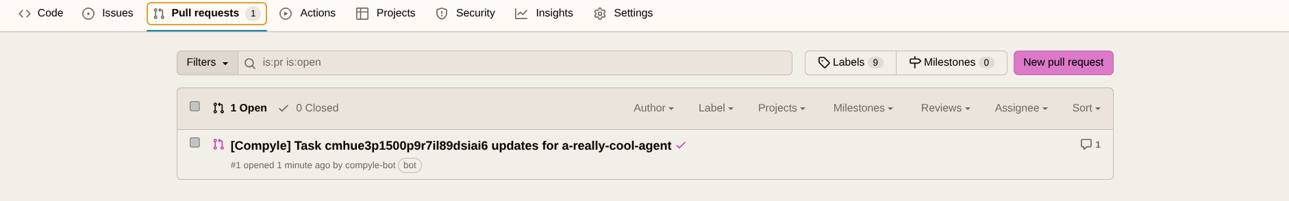 GitHub Pull Request Light