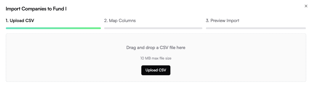 Starting bulk import from fund page