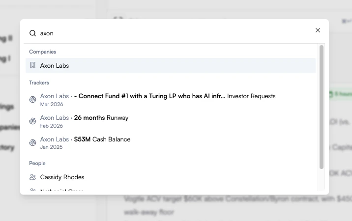 Tracker search results