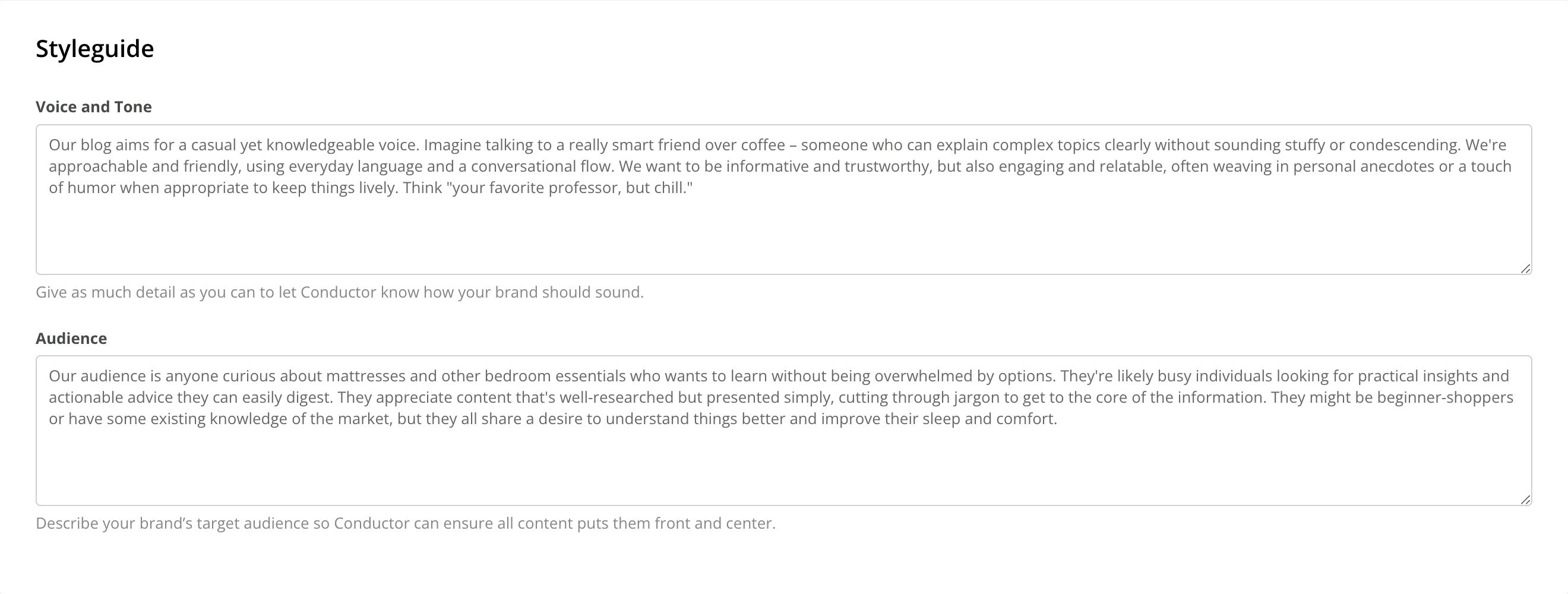 style guide section