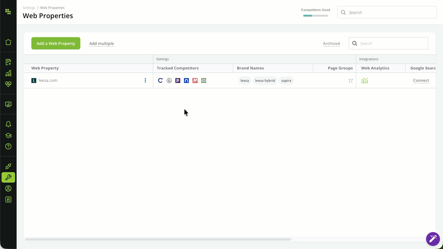 Web Properties Add Competitor