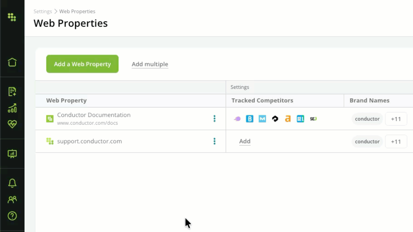 Web Properties Add
