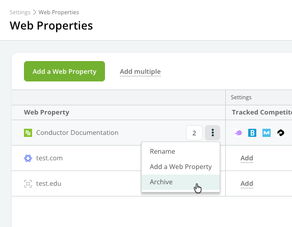 Web Properties Archive