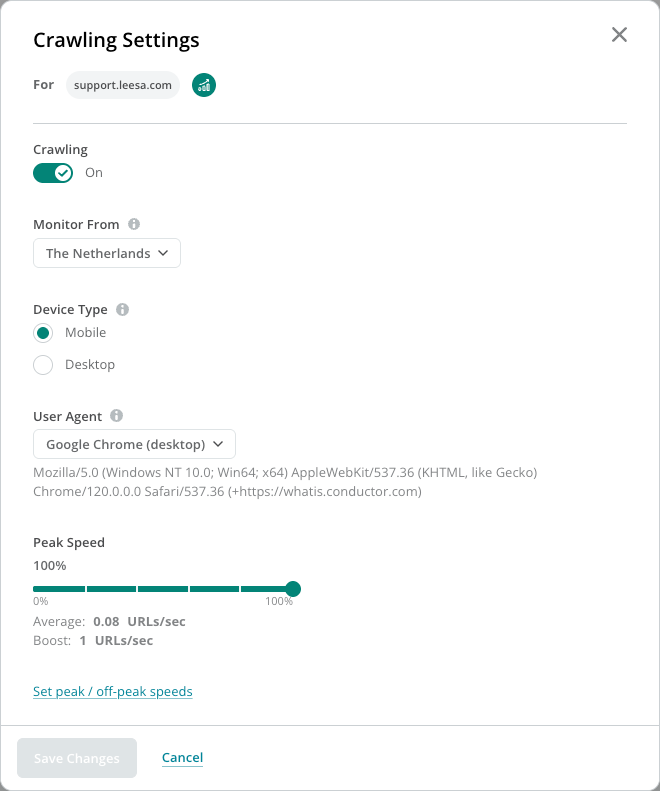 Pages And Crawling Setup Crawling Select Crawl Settings