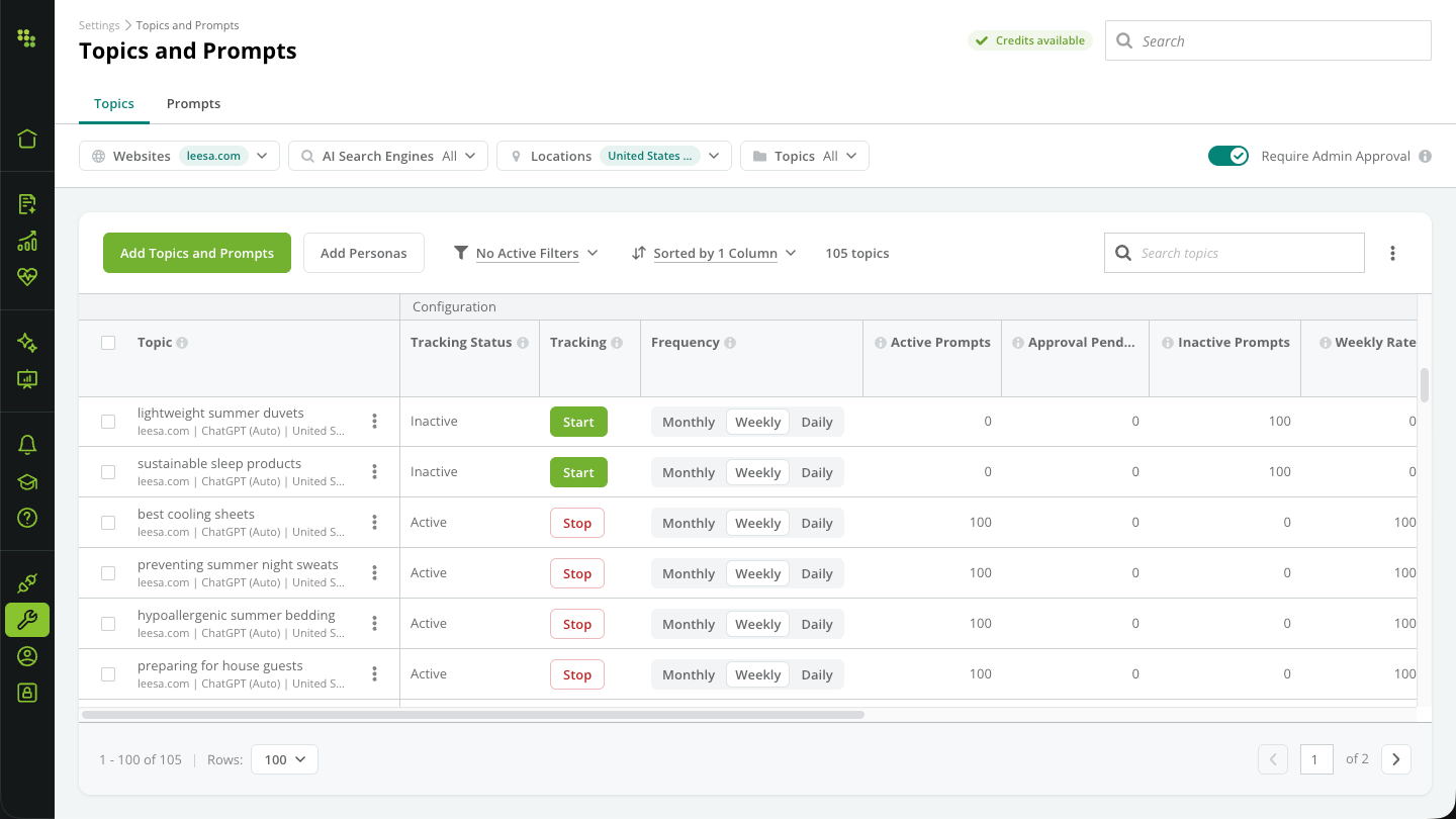 Ai Search Setup Topics Table