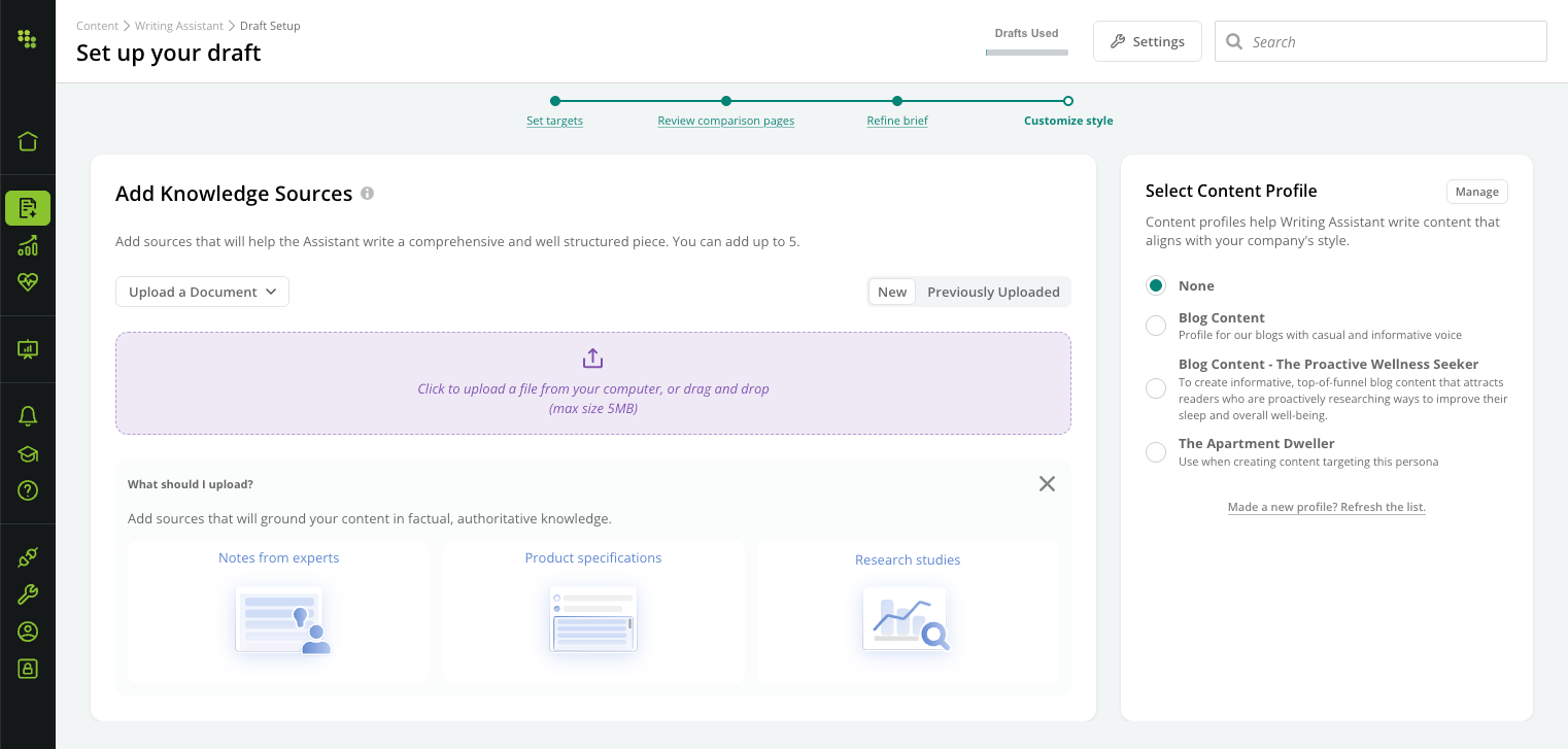 Writing Assistant Customize Style