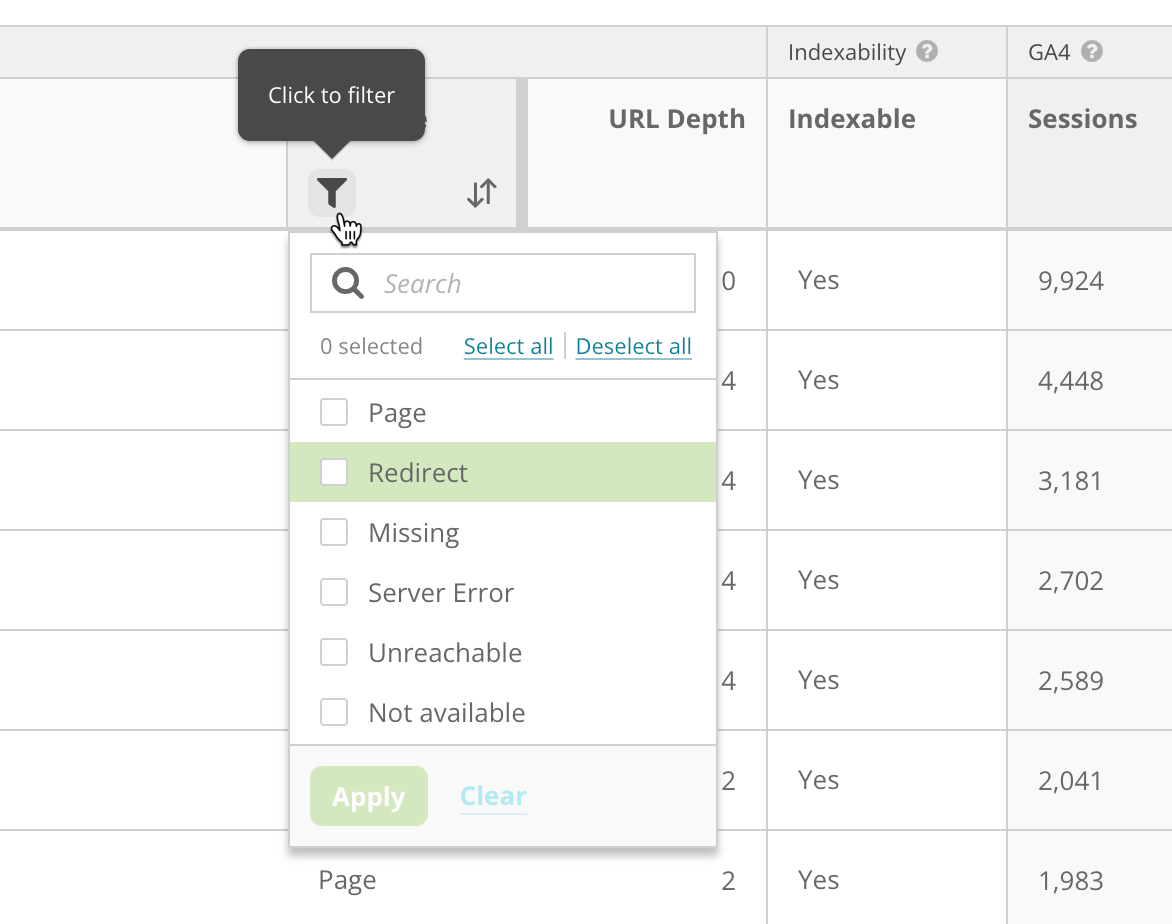 2025 Pages Reporting Alpha Program Column Filter