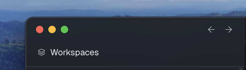Workspaces button in sidebar