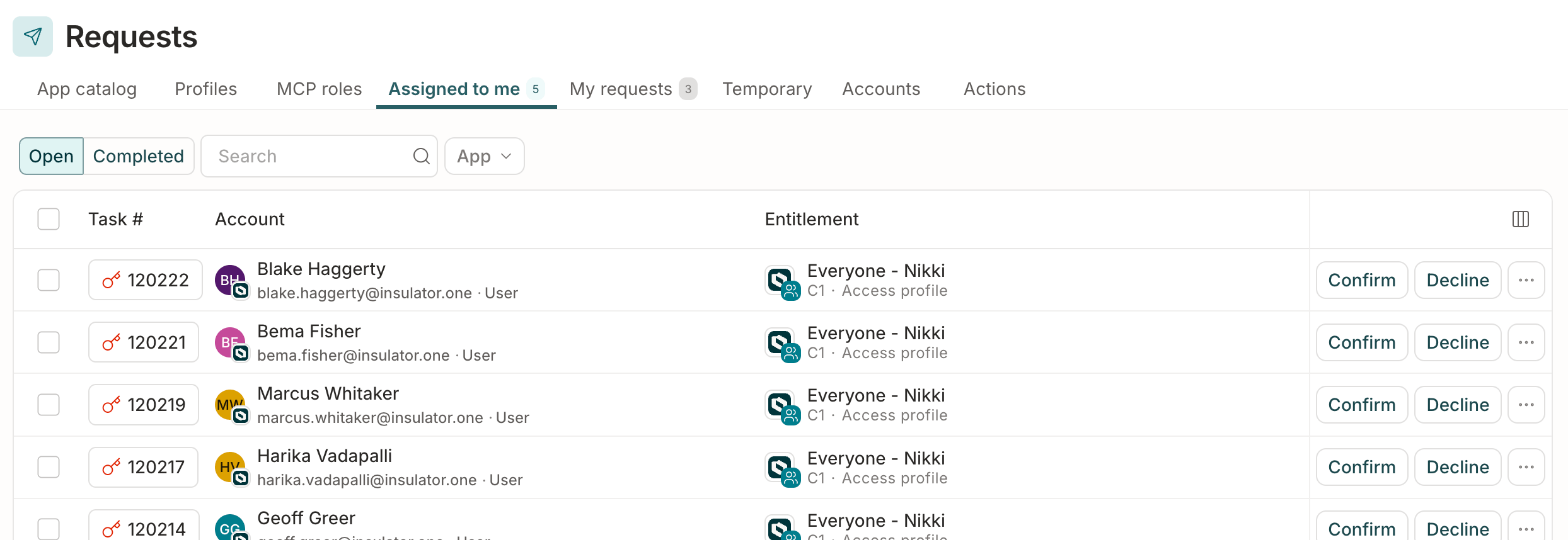 A list of revocation tasks assigned to the user.