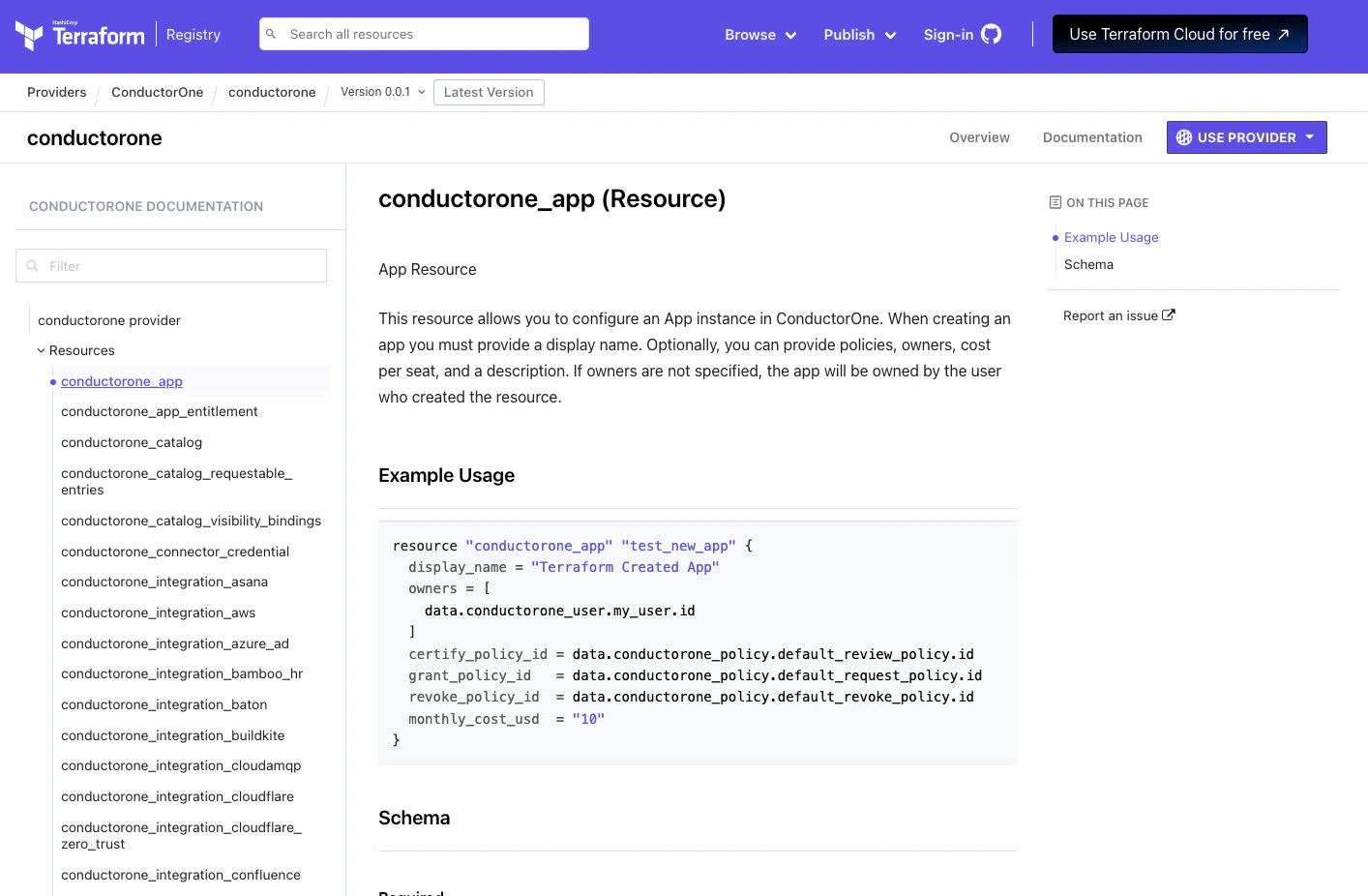 C1 Terraform provider on the Terraform registry