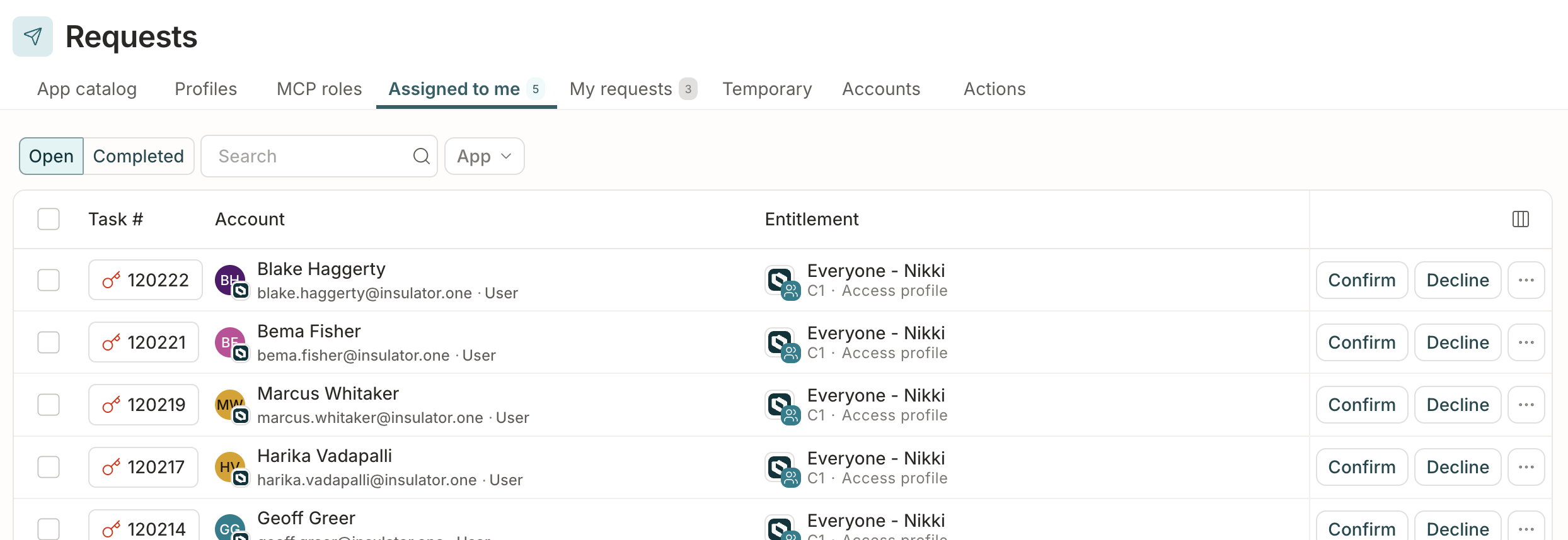 A list of revocation tasks assigned to the user.