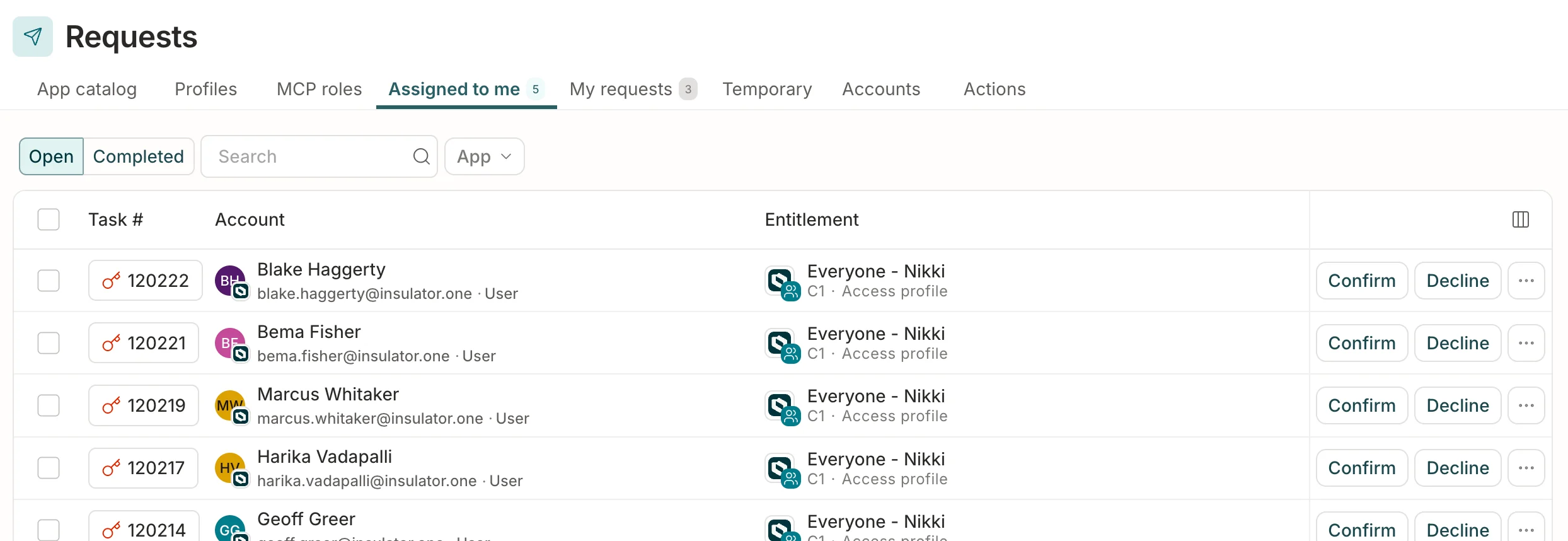 A list of revocation tasks assigned to the user.