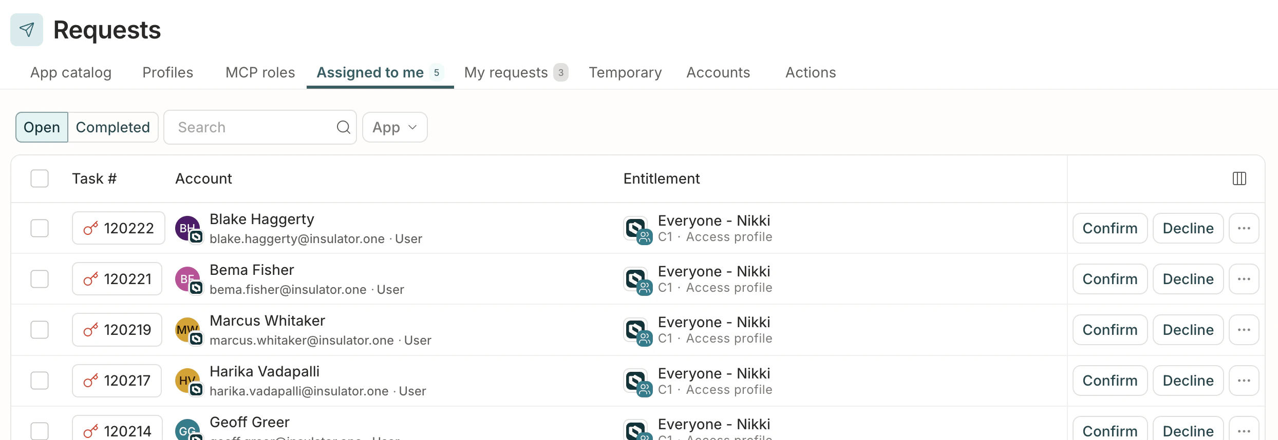 A list of revocation tasks assigned to the user.