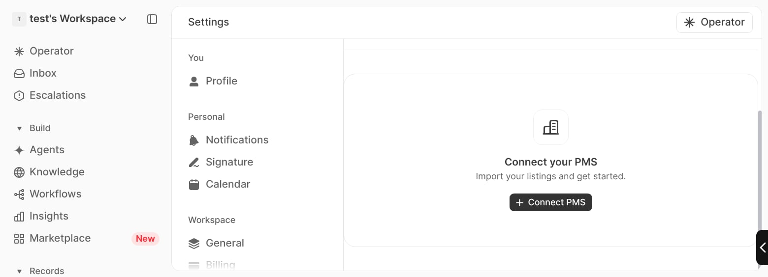 The PMS settings page in Conduit with the Connect PMS button