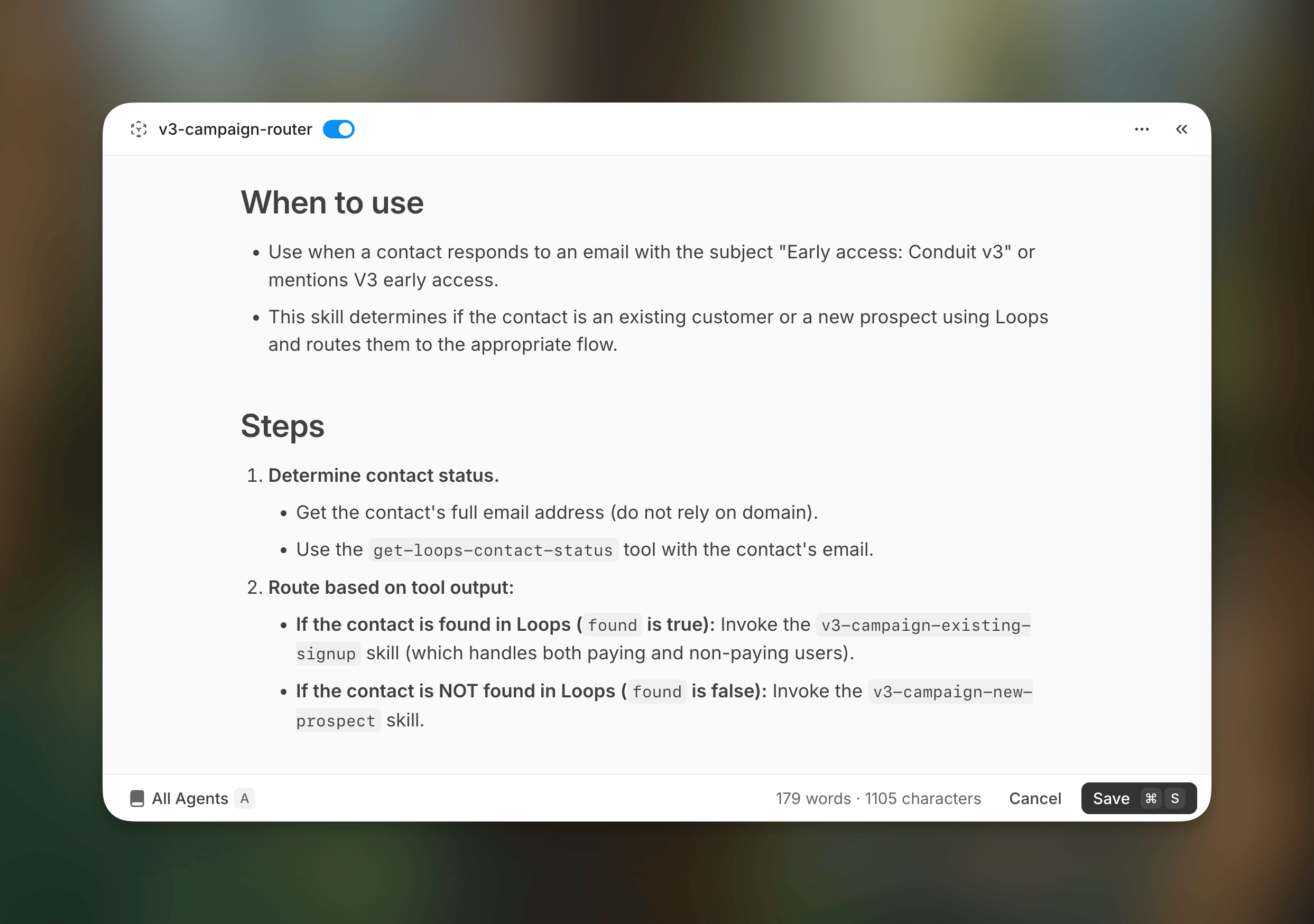 Skills editor in V3