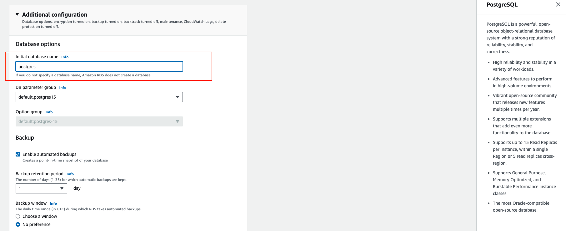 AWS Guide RDS Config