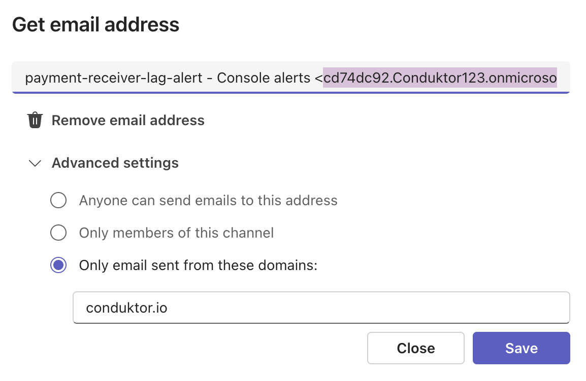 Get second Teams email