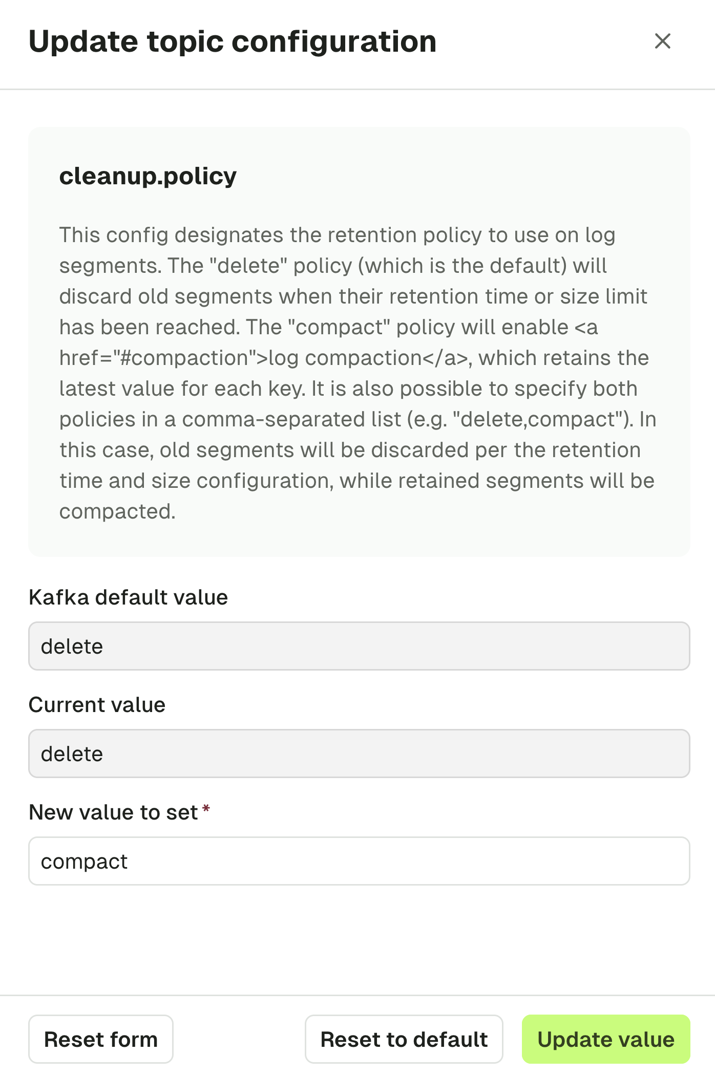 Topic config item