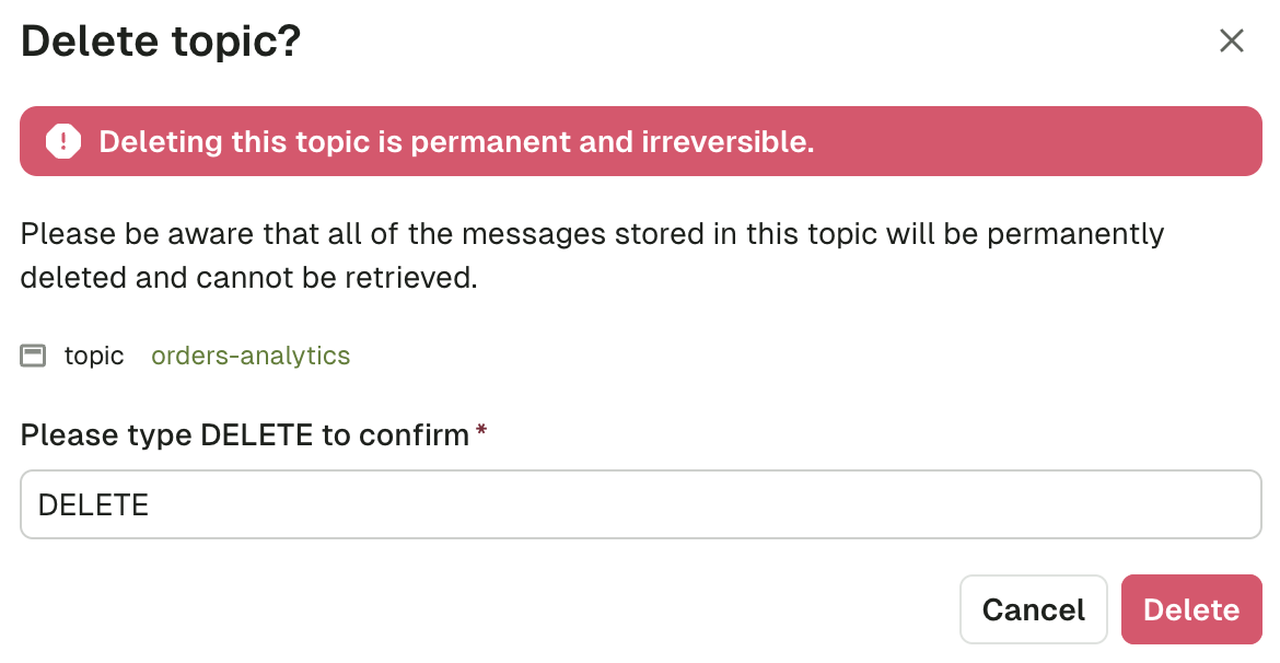 Delete topic