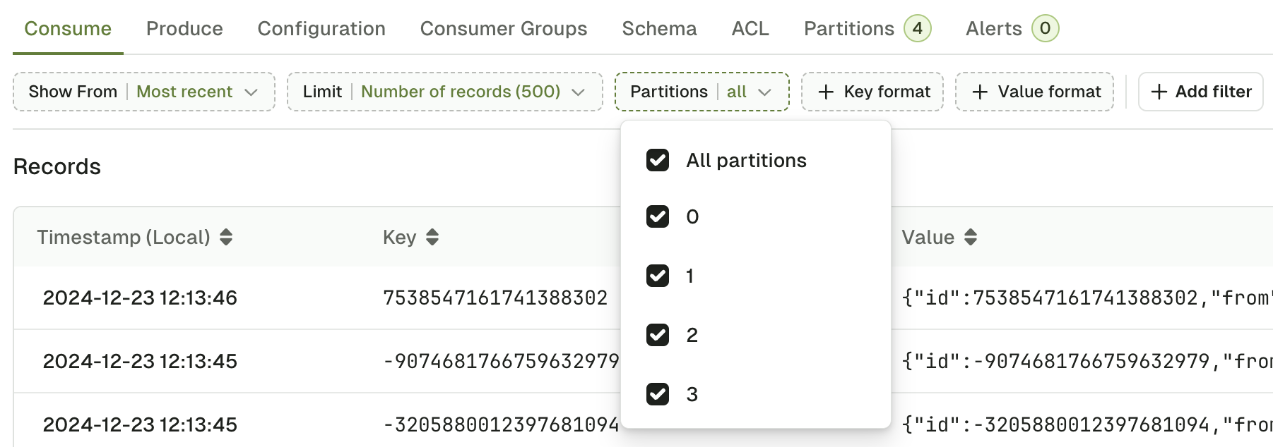 Partitions choices