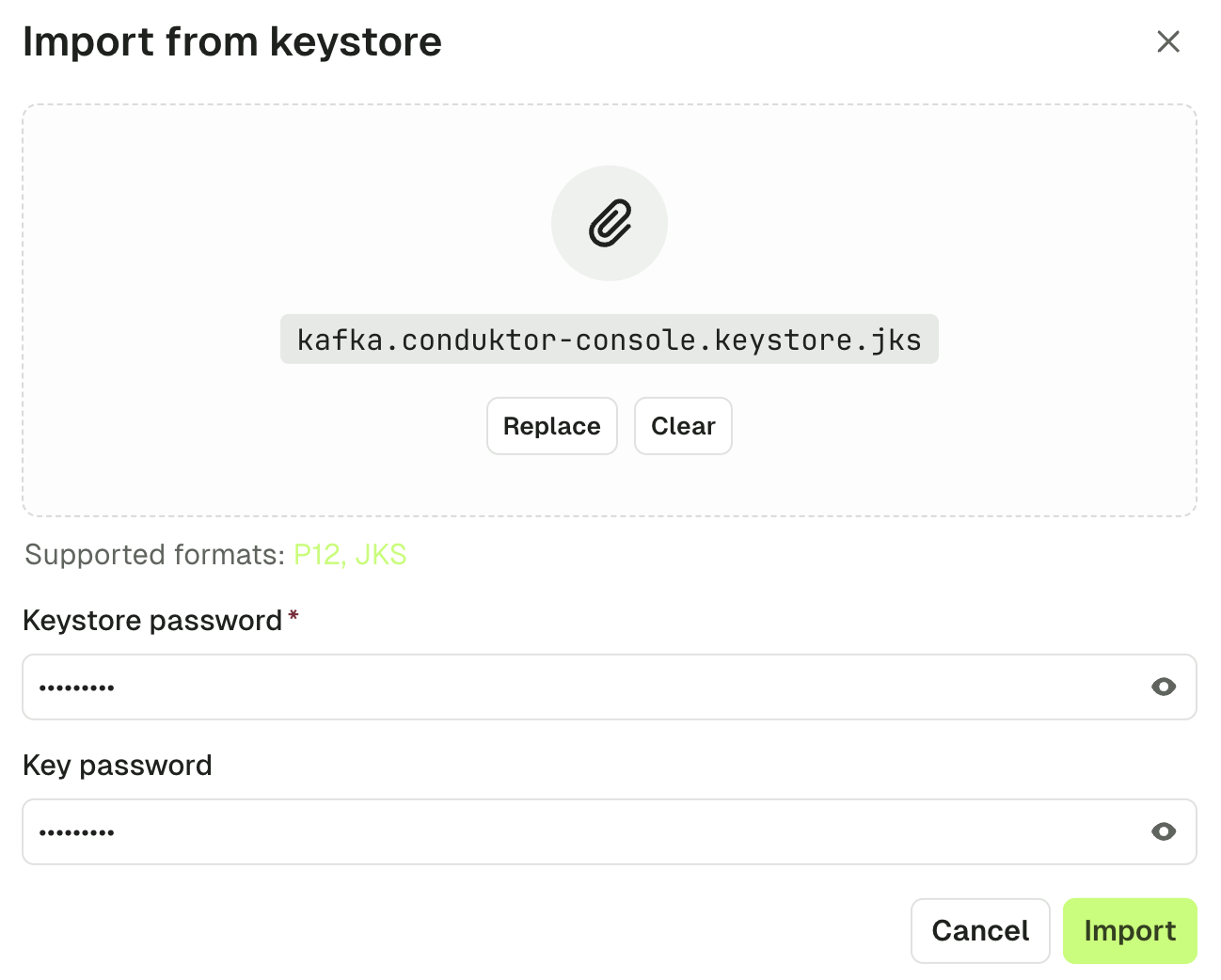 Import keystore