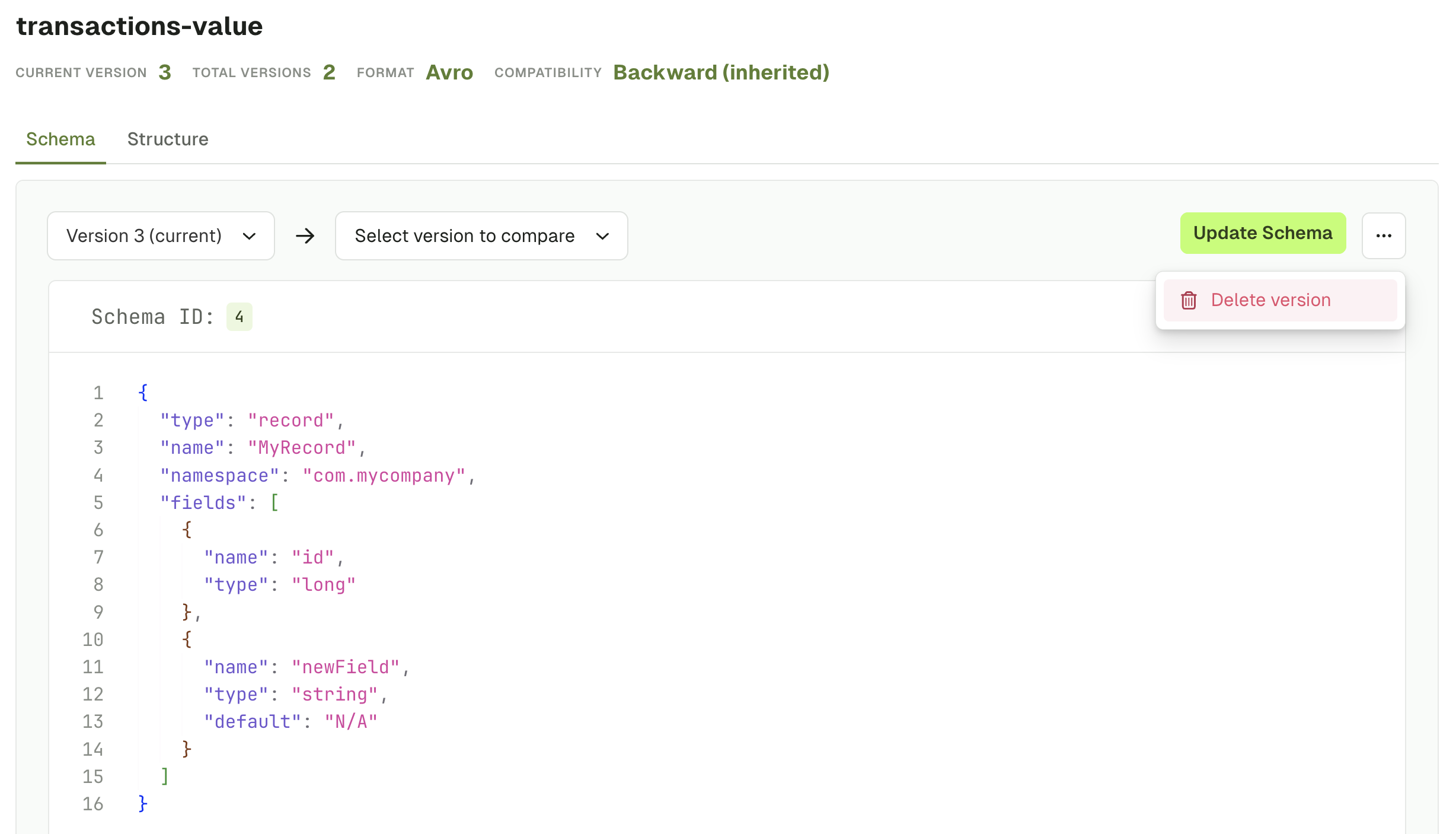Delete schema