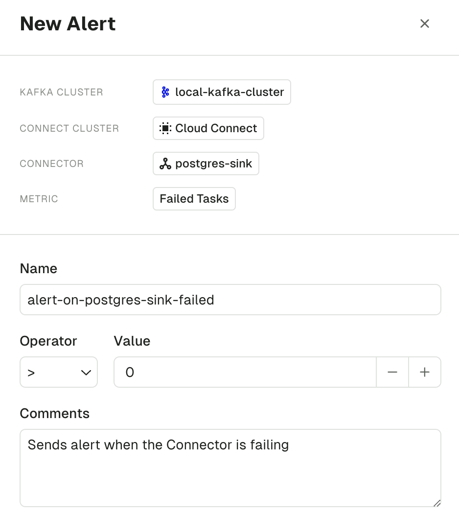 Connector details alert