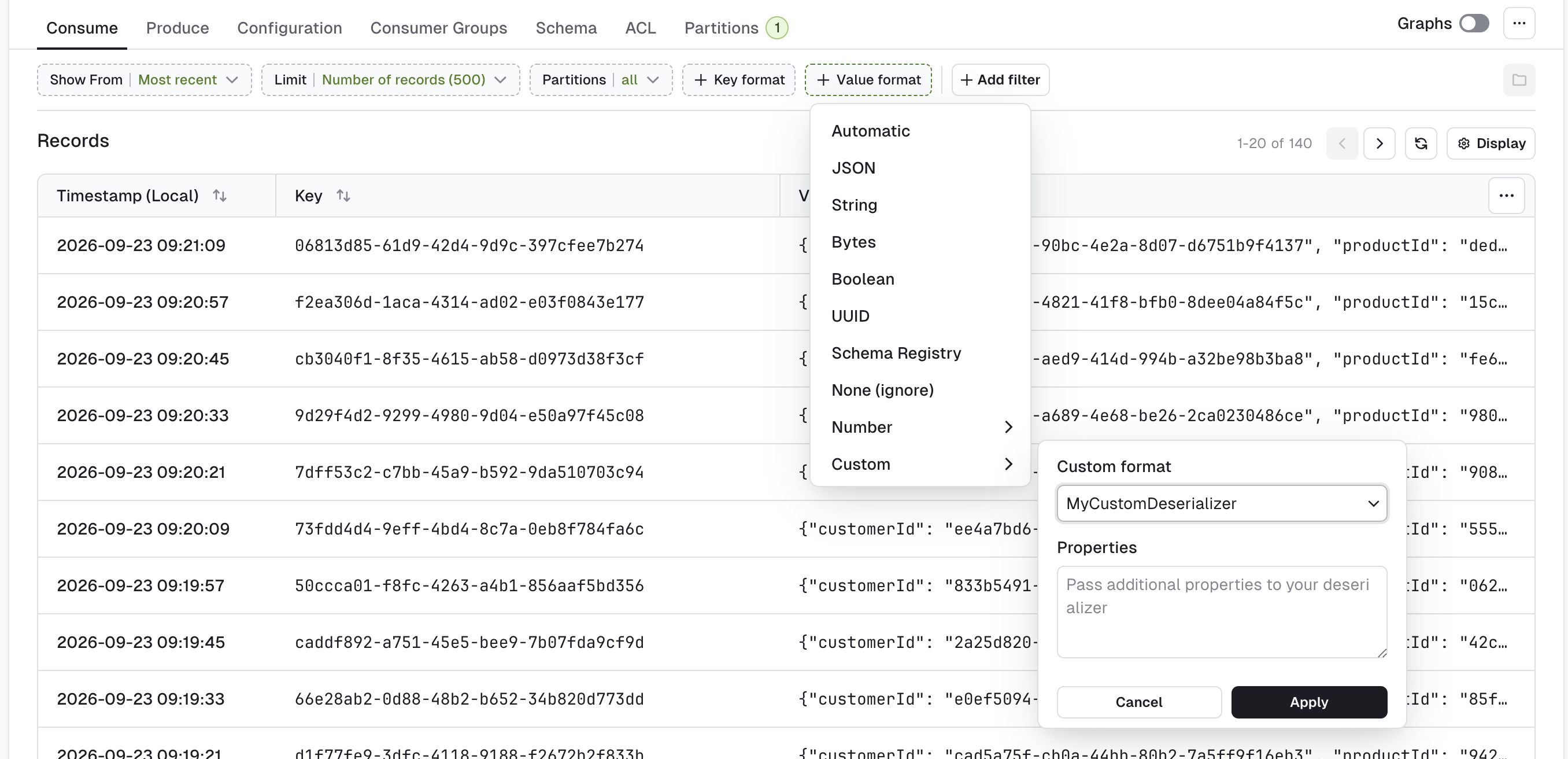 Consume with a custom deserializer