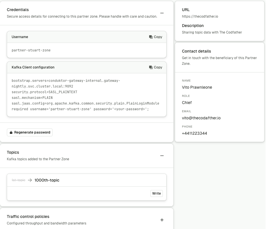 editing a partner zone