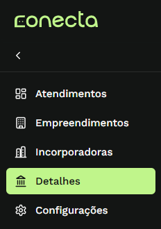 Menu lateral da plataforma