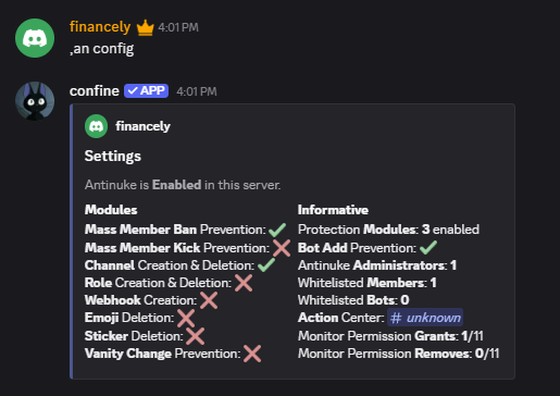 Antinuke Config