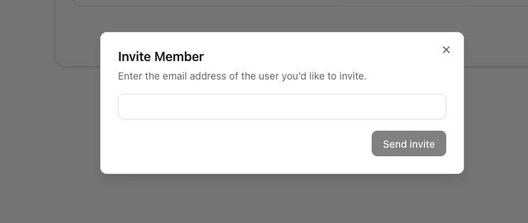 Screenshot of the invite member dialog.