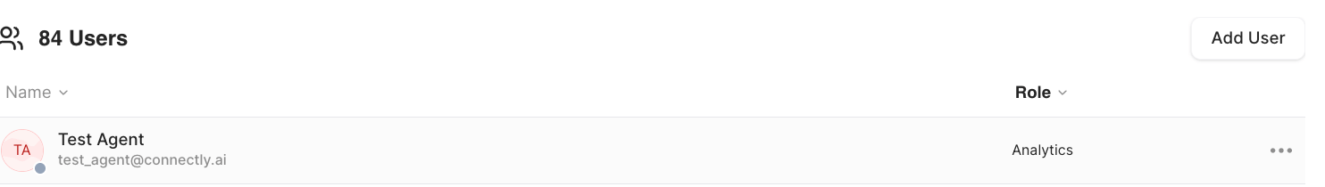 User row showing the three-dot actions menu on hover
