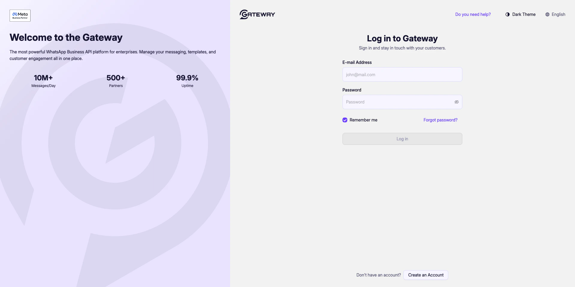 Gateway Login Page