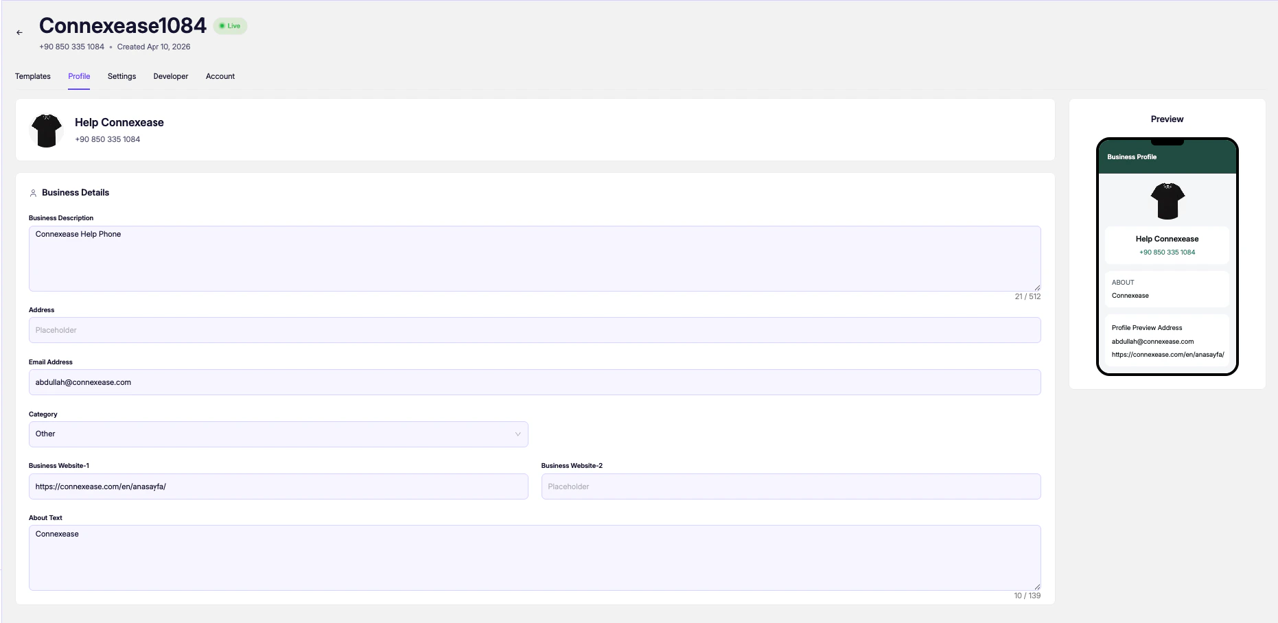 App Profile Tab