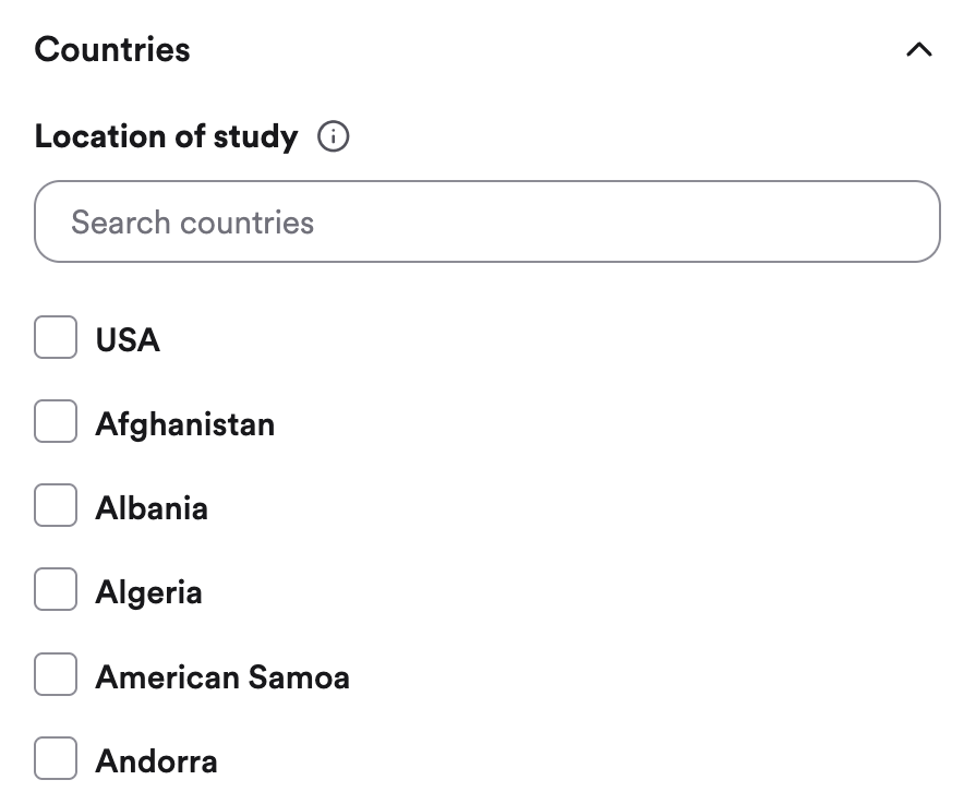 The Countries filter