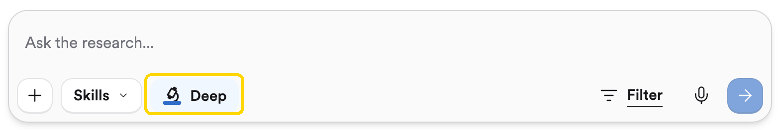The Consensus search bar with the Deep toggle switched on and highlighted