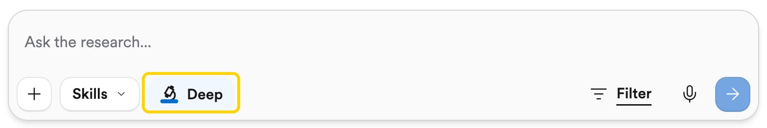 The Consensus search bar with the Deep toggle switched on and highlighted