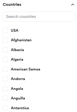 The Countries filter