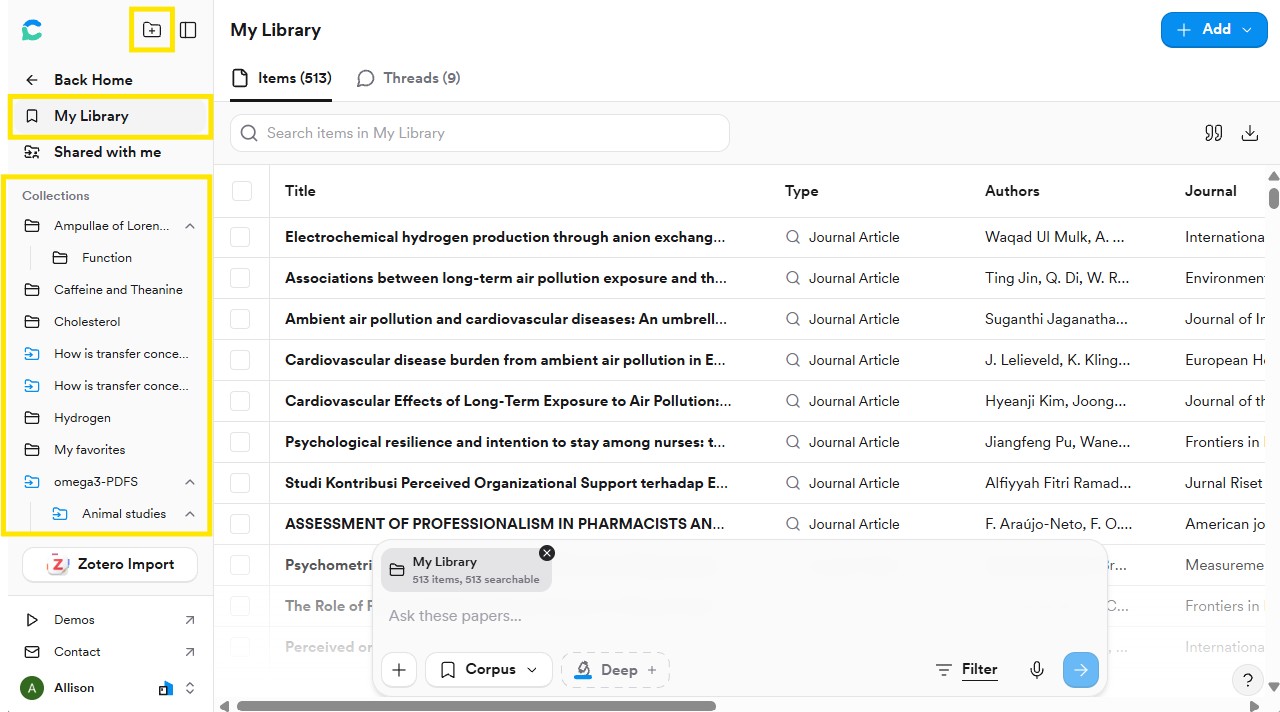My Library with the Collections list in the left sidebar and the New Collection button highlighted