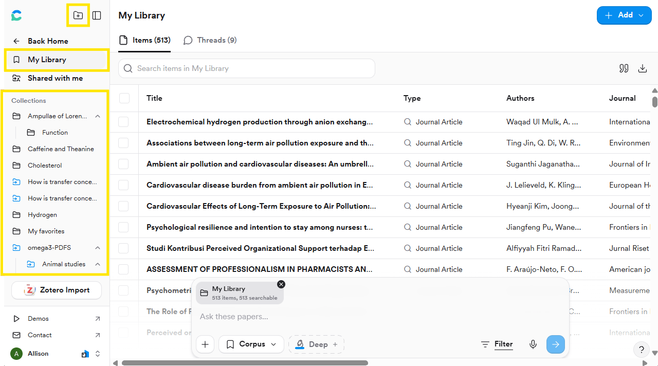 My Library with the Collections list in the left sidebar and the New Collection button highlighted