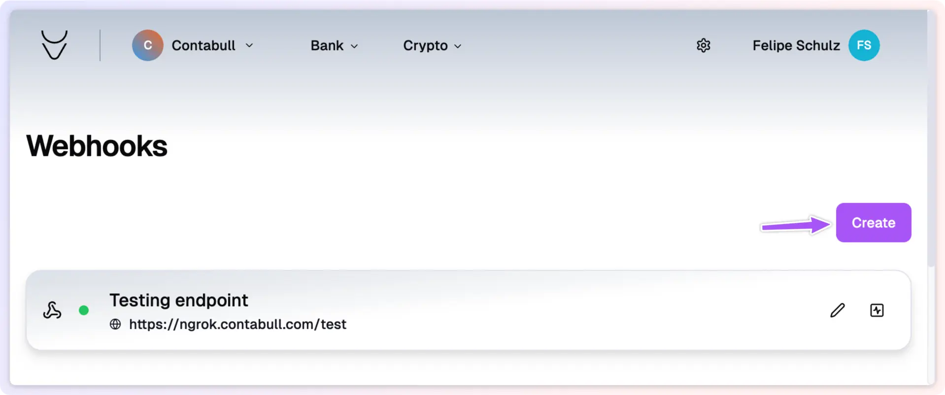 Create webhook button in light mode