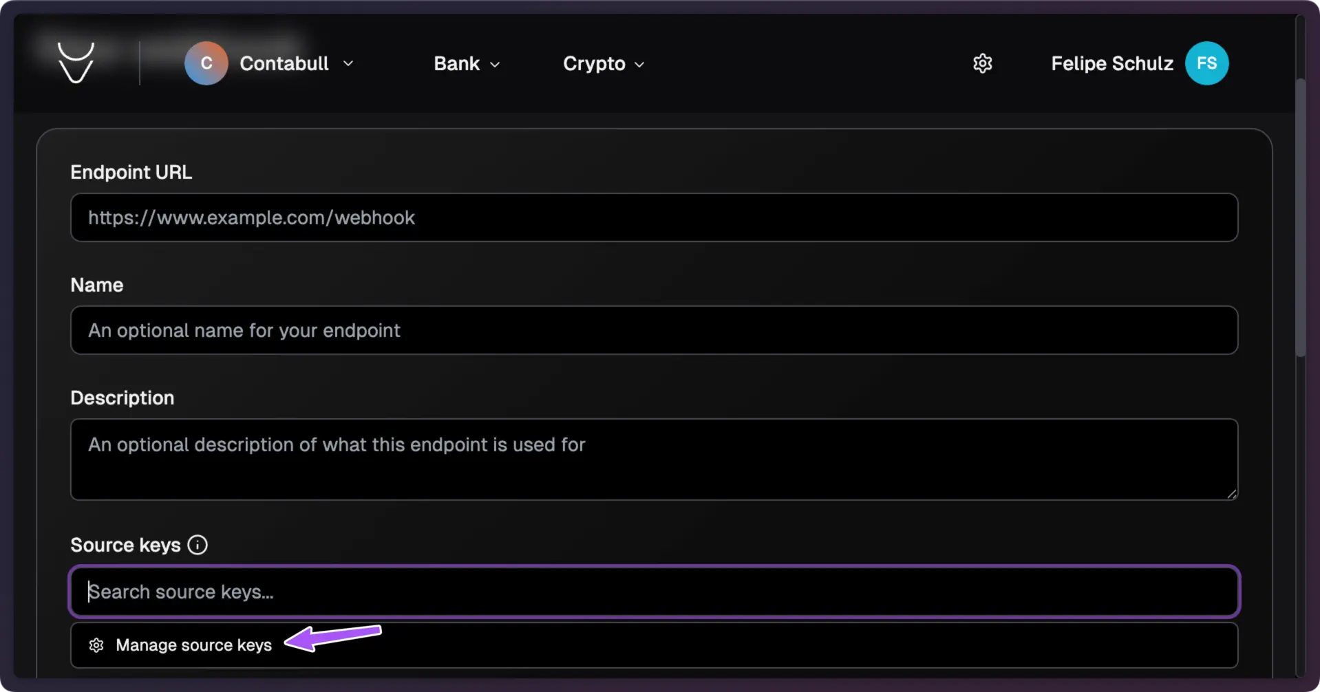 Source key configuration in dark mode
